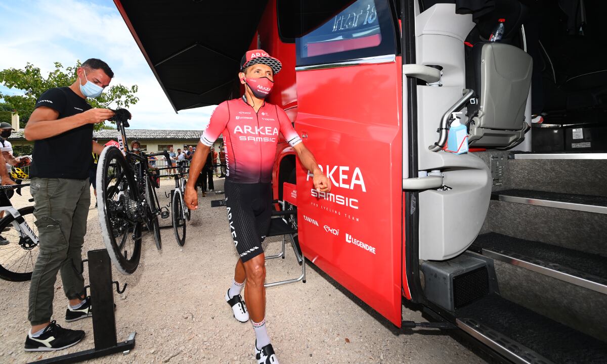 LAUSANNE, SWITZERLAND - JULY 09: Nairo Alexander Quintana Rojas of Colombia and Team Arkéa - Samsic prior to the 109th Tour de France 2022, Stage 8 a 186,3km stage from Dole to Lausanne - Côte du Stade olympique 602m / #TDF2022 / #WorldTour / on July 09, 2022 in Lausanne, Switzerland. (Photo by Getty Images/Tim de Waele)