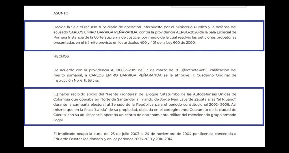     En el expediente contra el exsenador Barriga reposan los duros señalamientos de vínculos con las AUC y el Clan del Golfo.