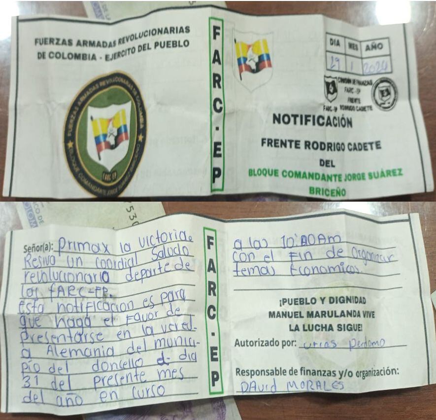 Así extorsionaba alias David Morales en el departamento del Caquetá.