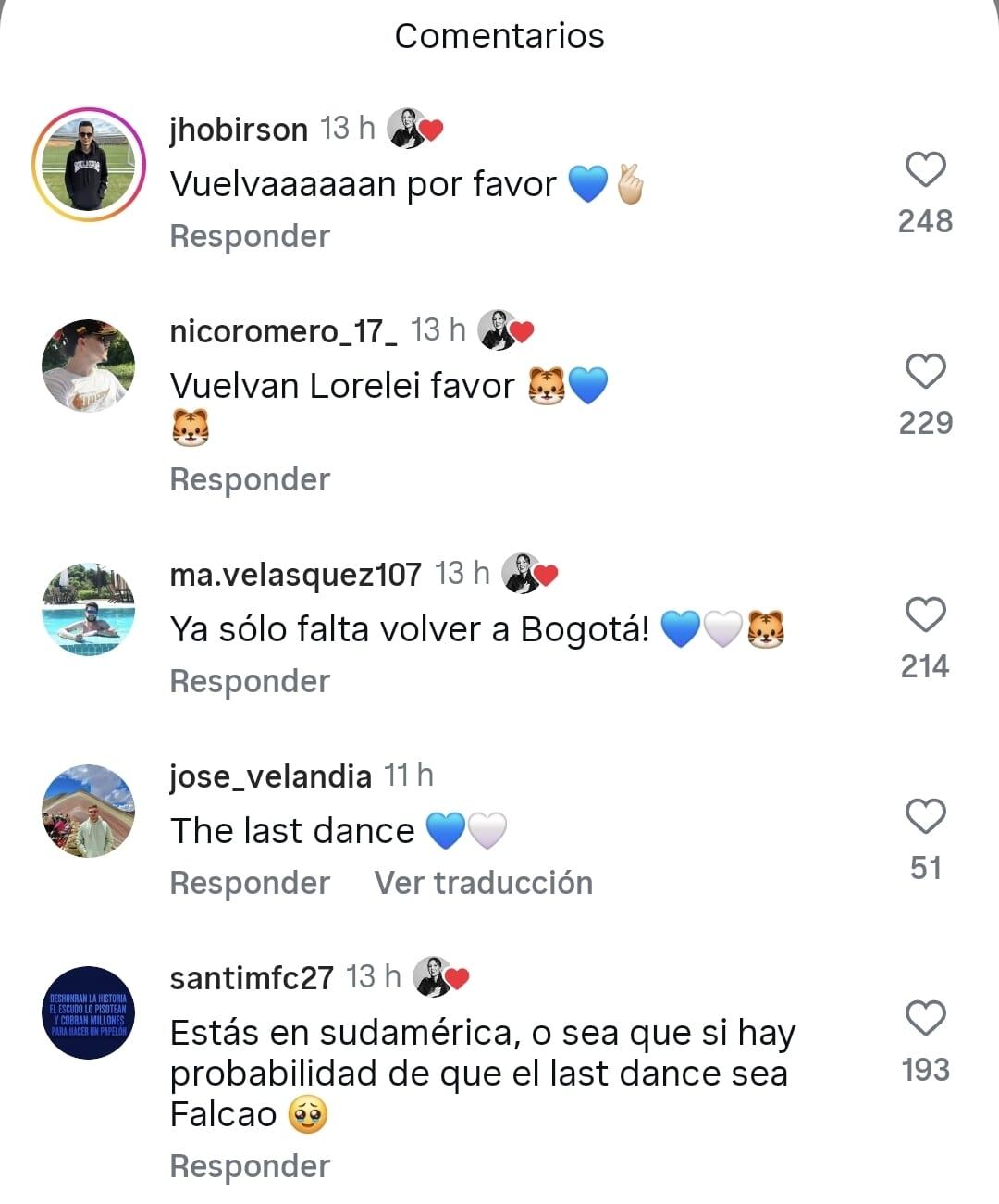 Lorelei Tarón reaccionó a los comentarios de los hinchas de Millonarios.