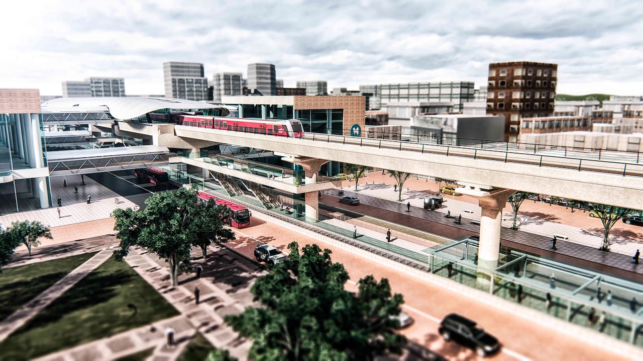 Render de cómo se vería el metro en el centro histórico de Bogotá.