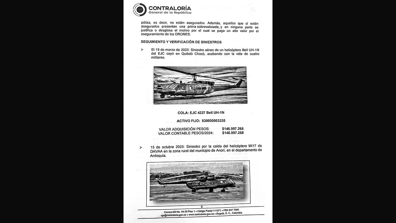 La Contraloría evidenció lo que serían graves fallas administrativas y de gestión en la División de Asalto Aéreo del Ejército, que habrían causado la pérdida de miles de millones de pesos.