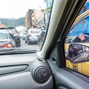Bogota, Colombia, Teusaquillo, Calle 63, Uber ride, taxi cab driver in traffic. (Photo by: Jeffrey Greenberg/Universal Images Group via Getty Images)