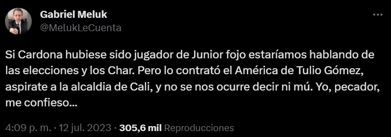Gabriel Meluk se pronuncia sobre el fichaje de Edwin Cardona.
