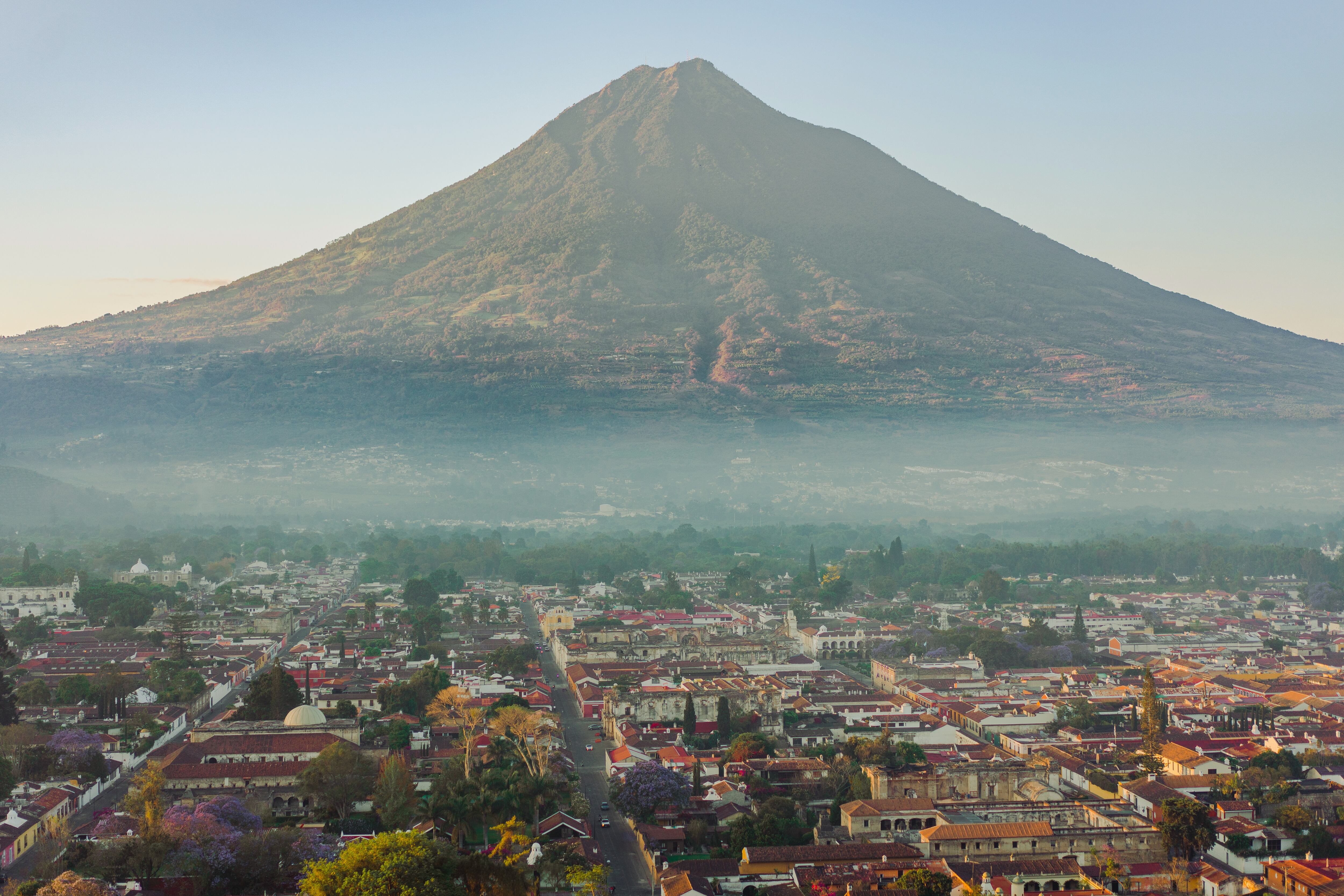 Scenic  view of Antigua city at sunrise