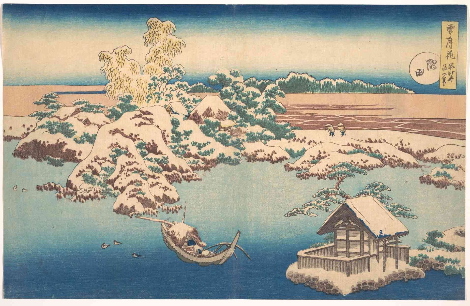 Nieve sobre el río Sumida, de la serie nieve, luna y flores, ca. 1833.