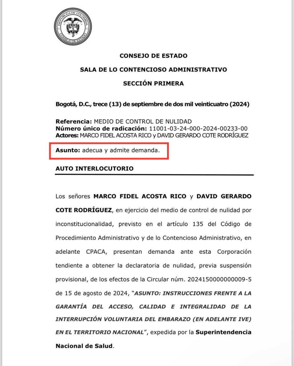 El Consejo de Estado aceptó demanda contra el aborto en Colombia