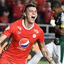 CALI, COLOMBIA - NOVEMBER 17: Michael Rangel of America celebrates after scoring the first goal of his team during a match between America de Cali and Deportivo Cali as part of Liga Aguila II 2019 at Estadio Pascual Guerrero on November 17, 2019 in Cali, Colombia. (Photo by Gabriel Aponte/Vizzor Image/Getty Images)