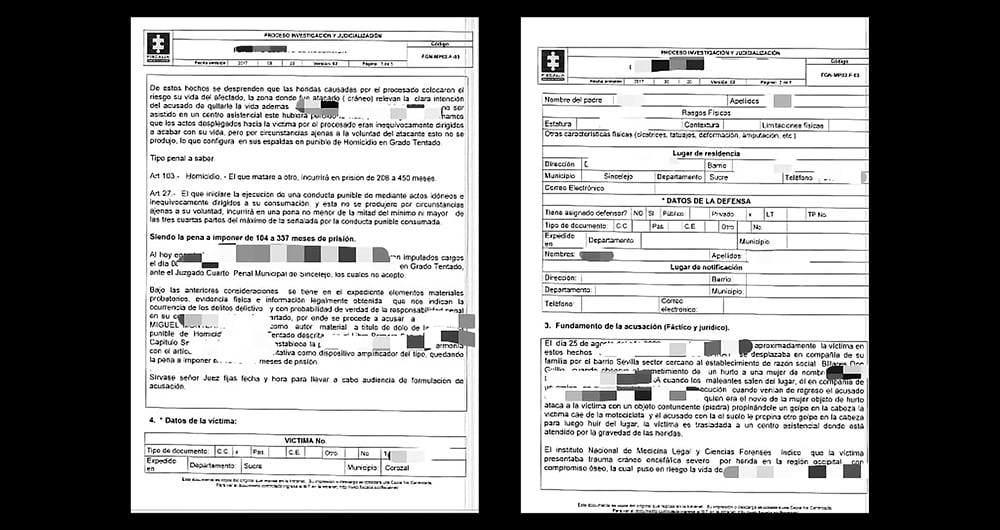Documentos de la Fiscalía sobre el caso.