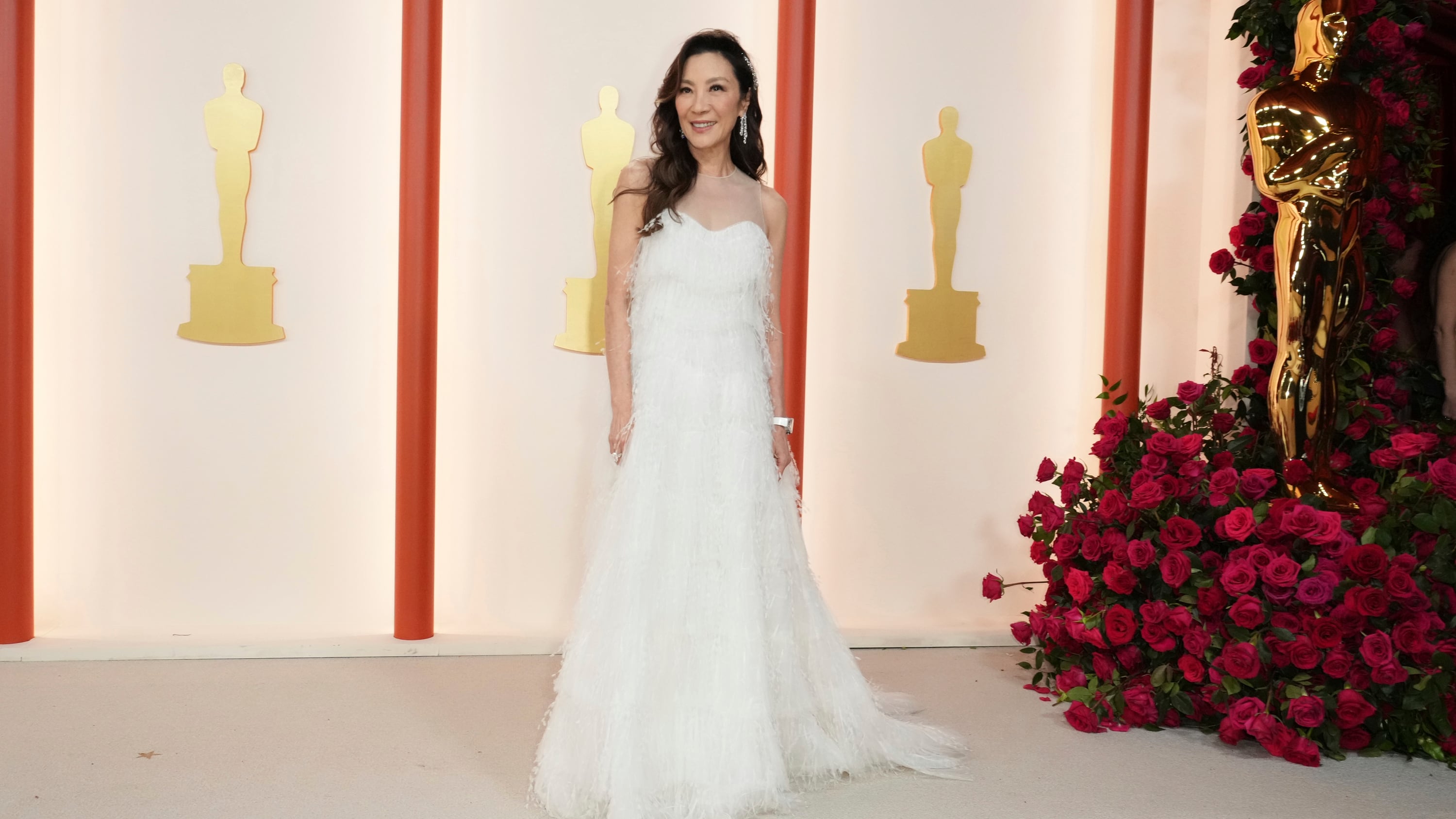 Michelle Yeoh arrives at the Oscars on Sunday, March 12, 2023, at the Dolby Theatre in Los Angeles. (Photo by Jordan Strauss/Invision/AP)