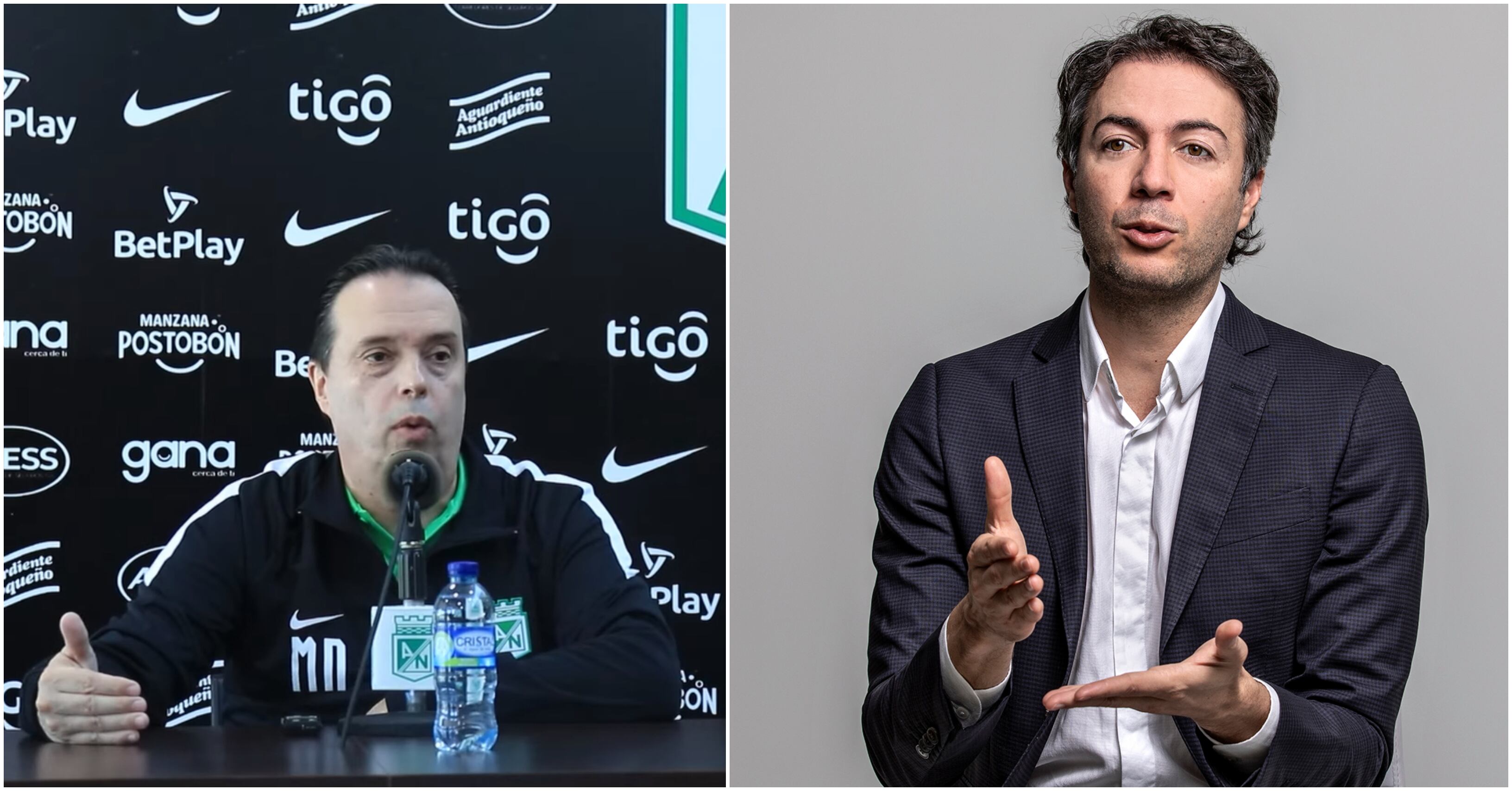 Mauricio Navarro, presidente de Atlético Nacional, y Daniel Quintero, alcalde de Medellín