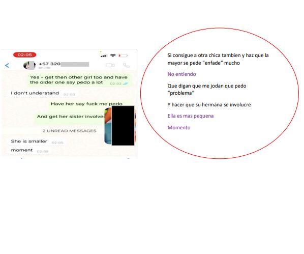 Policía revela conversaciones tras operativo contra redes de explotación sexual infantil.