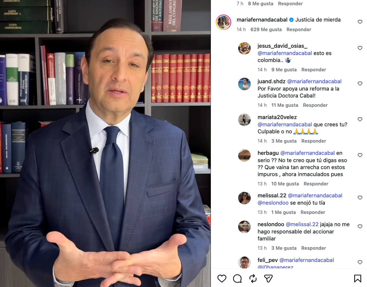 Reacción de María Fernanda Cabal a reaparición de Jorge Alfredo Vargas por acusación de presunto acoso sexual.