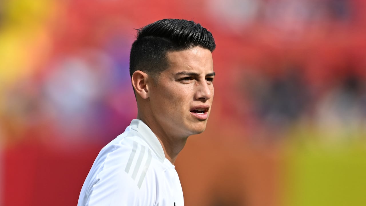 LANDOVER, MARYLAND - JUNE 8: James Rodriguez #10 of Colombia warms up before the match between Colombia and USMNT at Commanders Field on June 8, 2024 in Landover, Maryland. (Photo by Stephen Nadler/ISI Photos/Getty Images)
