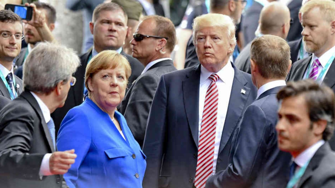 Angela Merkel, y el presidente estadounidense, Donald Trump en la cumbre del G7.
