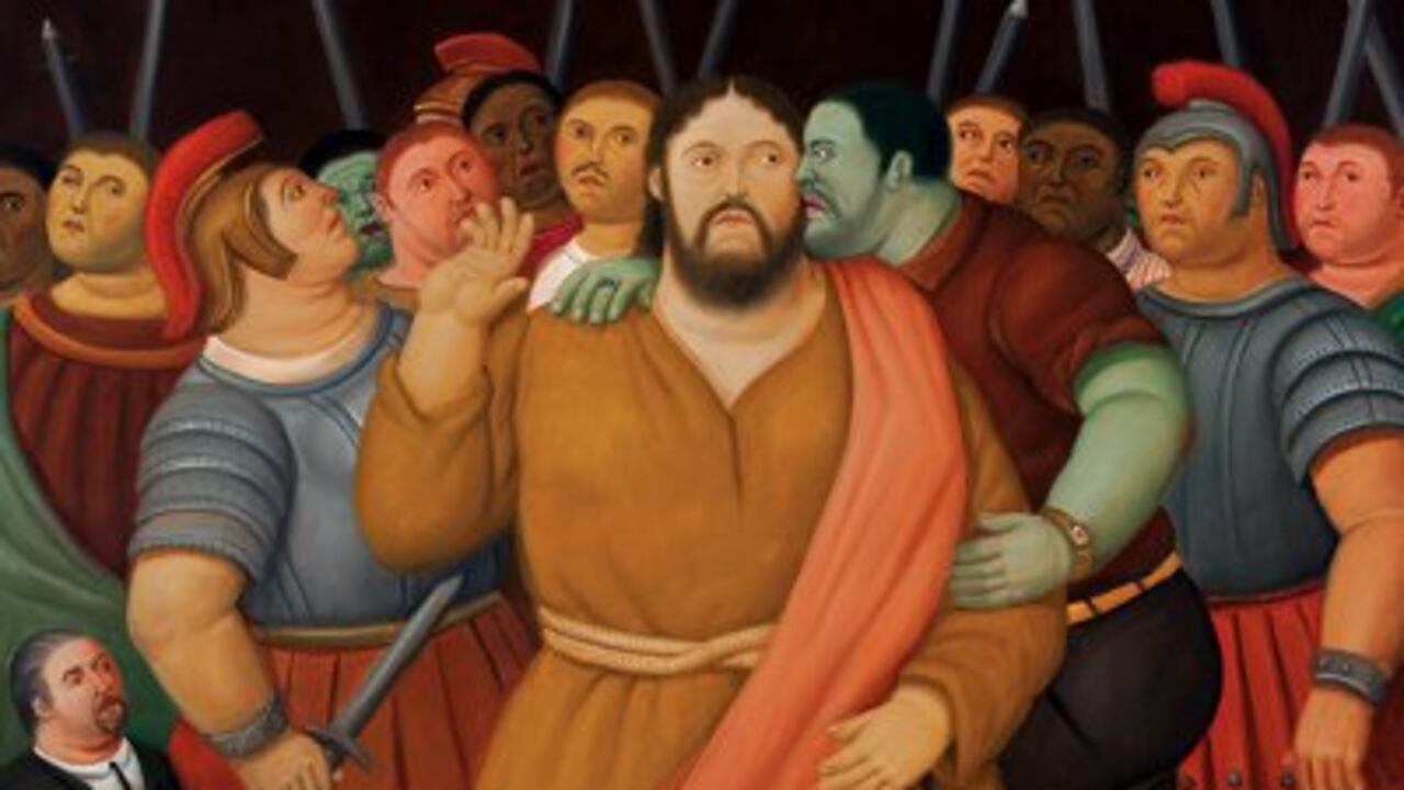 Fotografía cedida en donde se aprecia la obra "El beso de Judas", del artista colombiano Fernando Botero.
