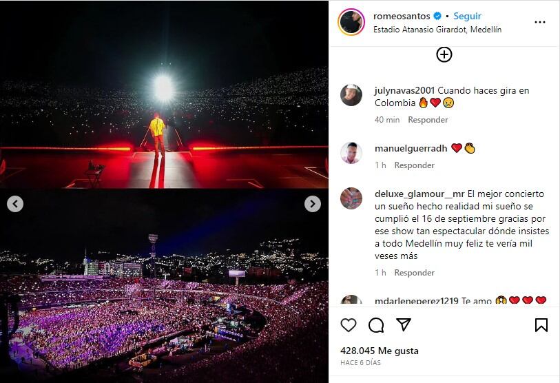 El artista agradeció a sus fans por asistir al concierto que hizo en Medellín
