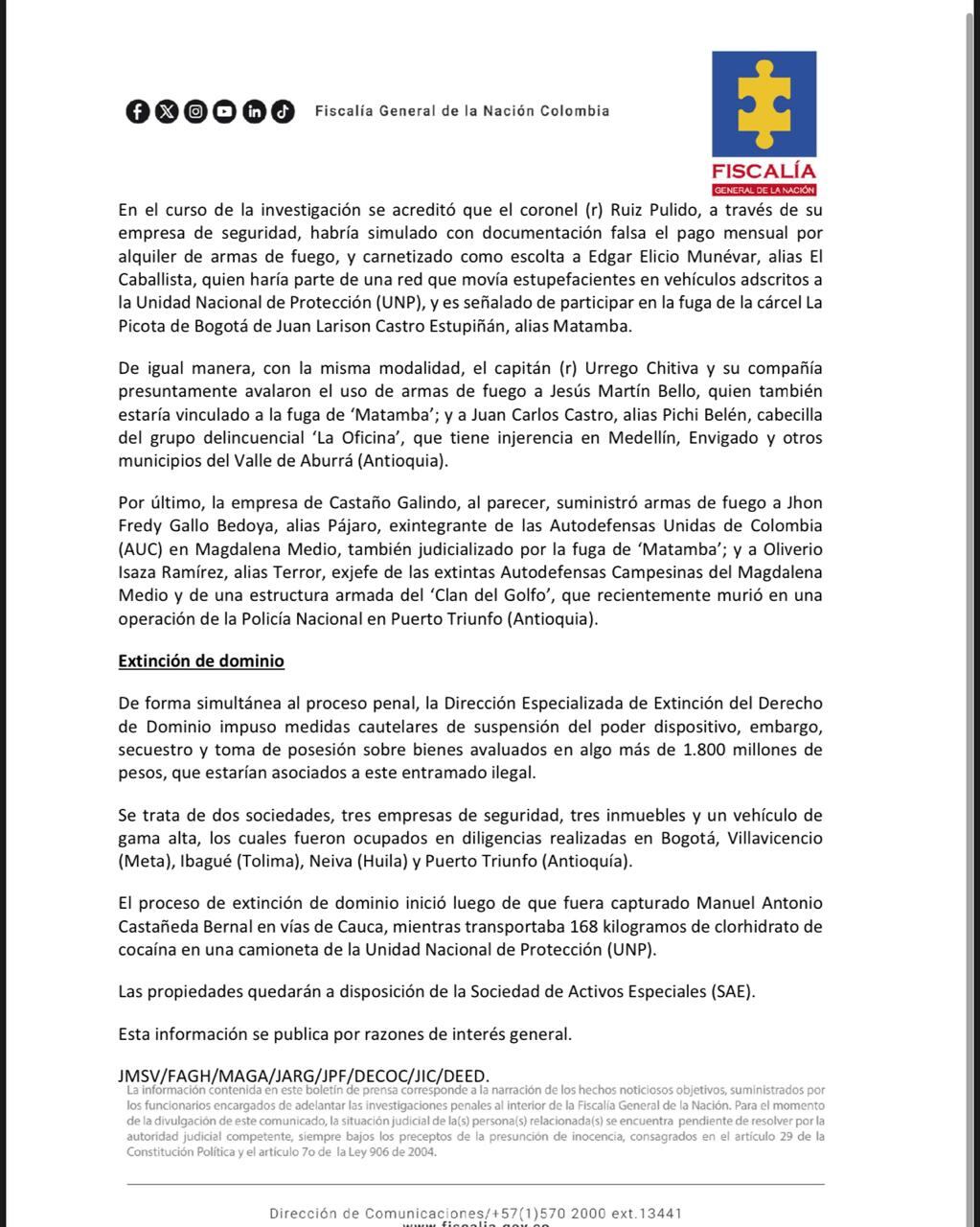 Este documento de la Fiscalía señala que Oiveiro Isaza Ramírez, es alias Terror, exc jefe de las AUC en el Magdalena.