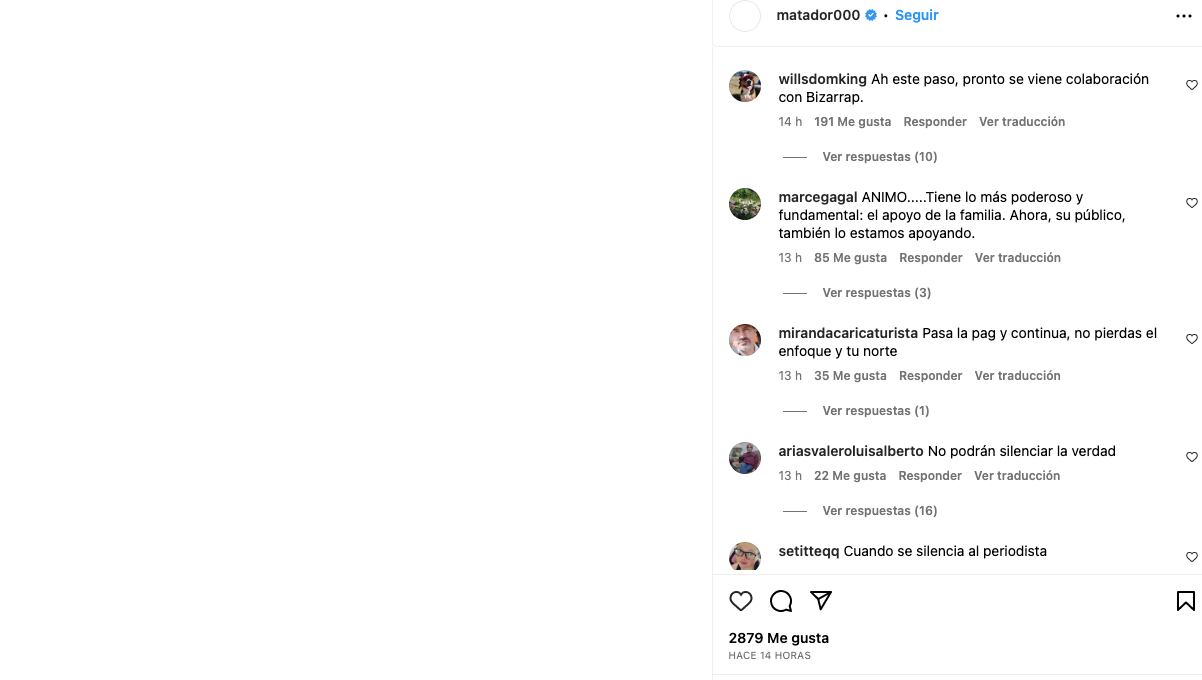 Publicación en cuenta en Instagram del caricaturista Matador.