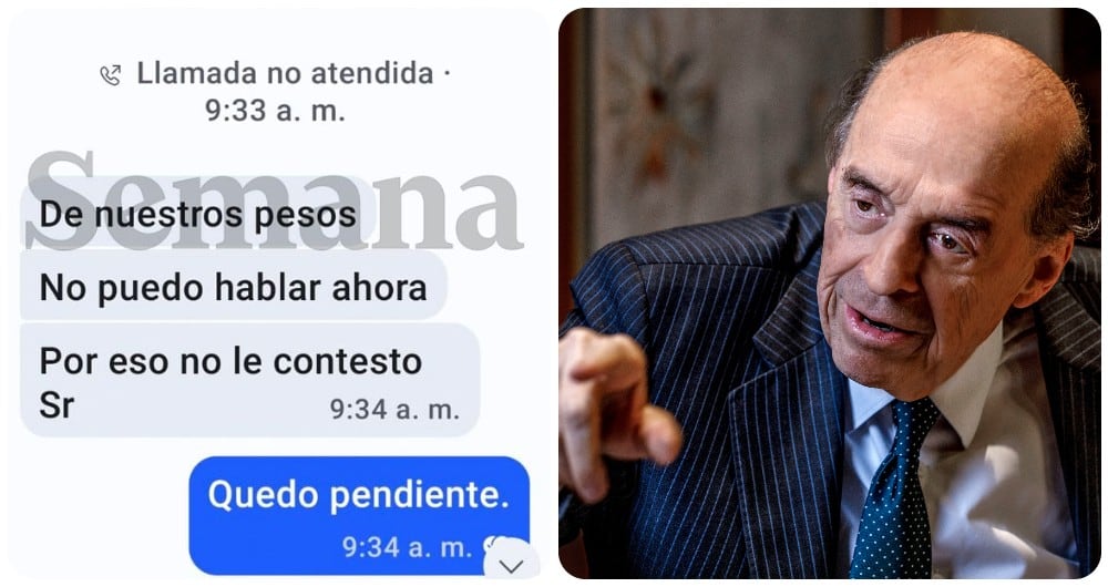 Álvaro Leyva y uno de los mensajes que le llegó a su teléfono celular.