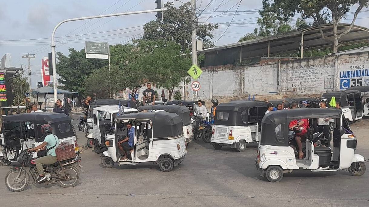Protesta de motocarristas en Malambo, Atlántico.