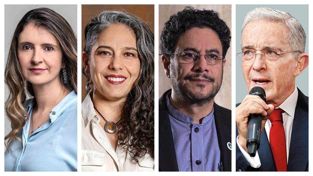 De izquierda a derecha: Paloma Valencia, María José Pizarro, Iván Cepeda y Álvaro Uribe.