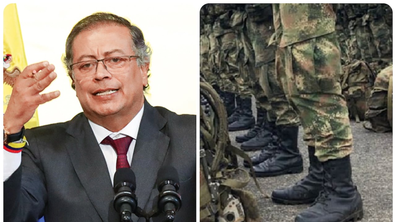 Presidente Gustavo Petro y soldados.