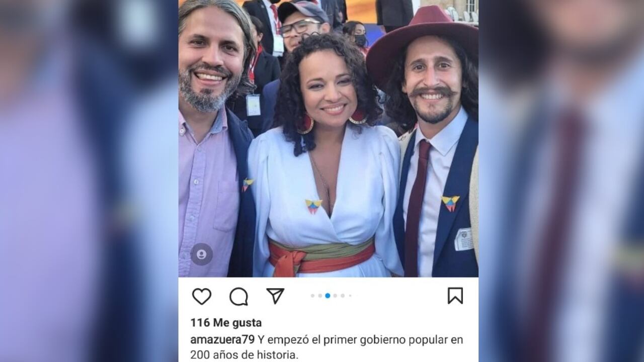 Alejandro Mazuera y Sebastián Guanumen en la posesión de Gustavo Petro.