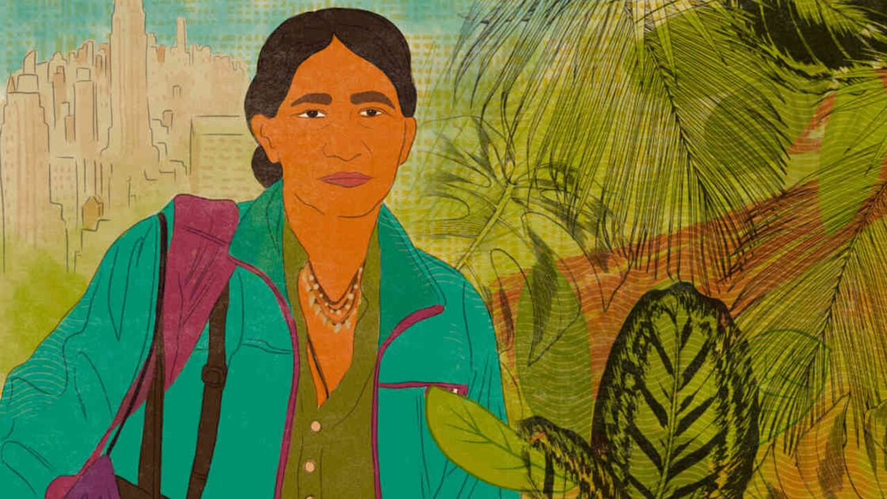 Nazareth Cabrera, lideresa indígena colombiana. Ilustración Marlene Solorio / artista visual.