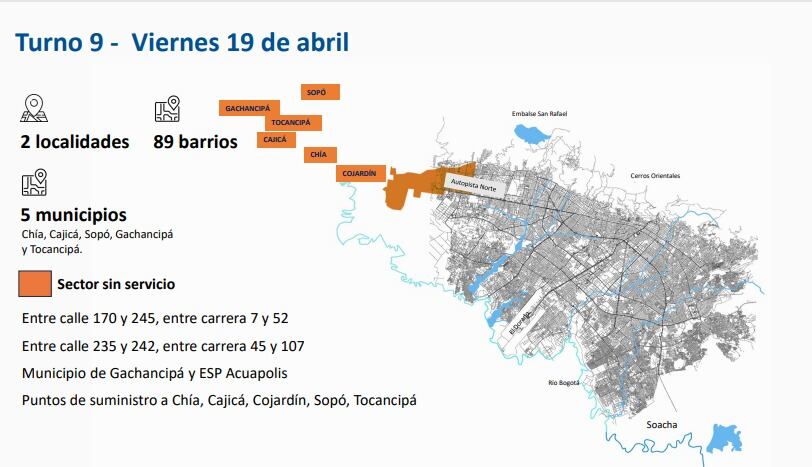 Así serán los cortes de agua en Bogotá