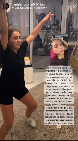 Daniela Ospina mostró a su hija llorando