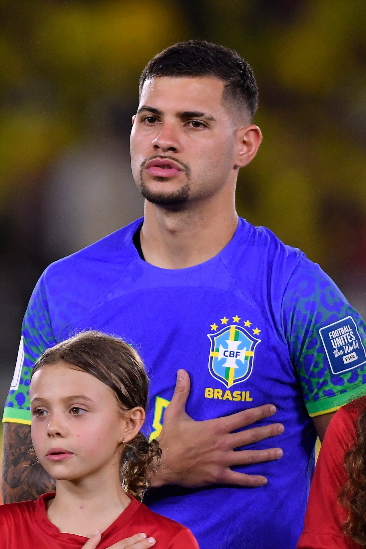 BARRANQUILLA, COLOMBIA - NOVEMBER 16: B. Guimaraes of Brazil looks on prior during the FIFA World Cup 2026 Qualifier match between Colombia and Brazil at Barranquilla on November 16, 2023 in Barranquilla, Colombia. (Photo by Gabriel Aponte/Getty Images)