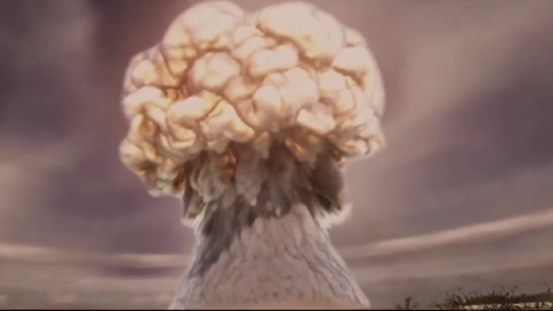 Parte del video de realidad virtual que recreó la explosión de una bomba atómica. Captura Twitter @TansuYegen