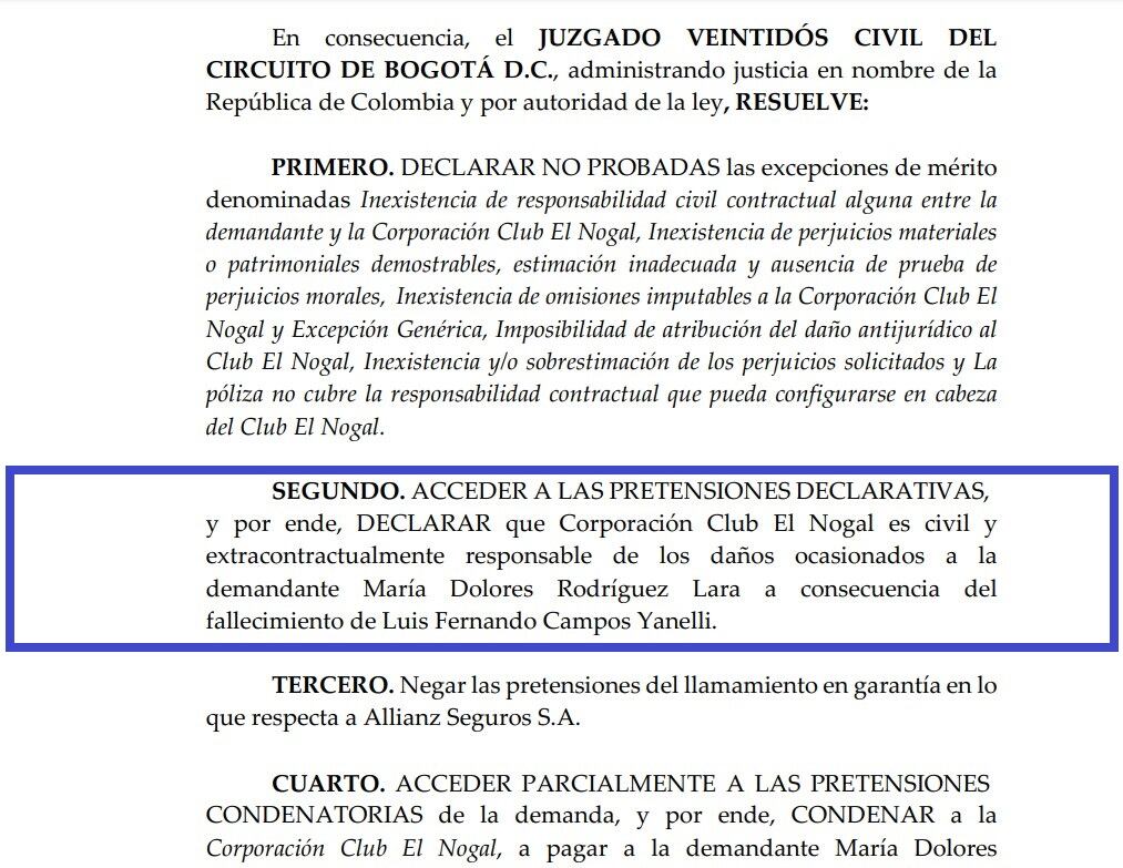 Condena civil por la muerte de empresario mexicano en el Club El Nogal.