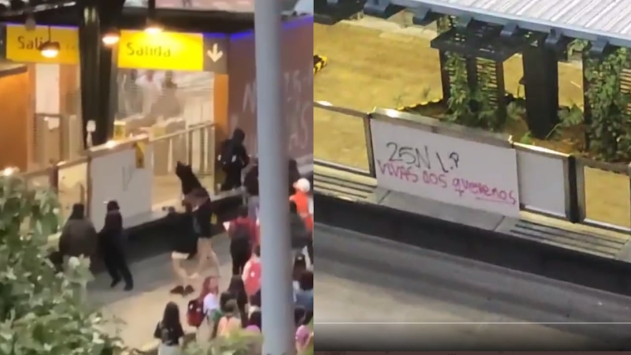 Protesta de feministas en Medellín.