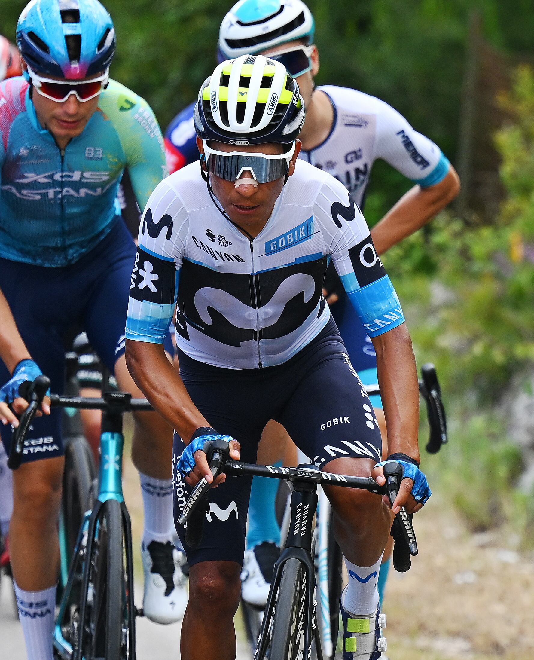 LECCE, ITALY - MAY 14: Nairo Quintana of Colombia and Movistar Team competes during the 108th Giro d'Italia 2025, Stage 5 a 151km stage from Ceglie Messapica to Lecce / #UCIWT / on May 14, 2025 in Lecce, Italy. (Photo by Tim de Waele/Getty Images)
