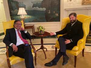 Petro y Boric reunidos en Estados Unidos.