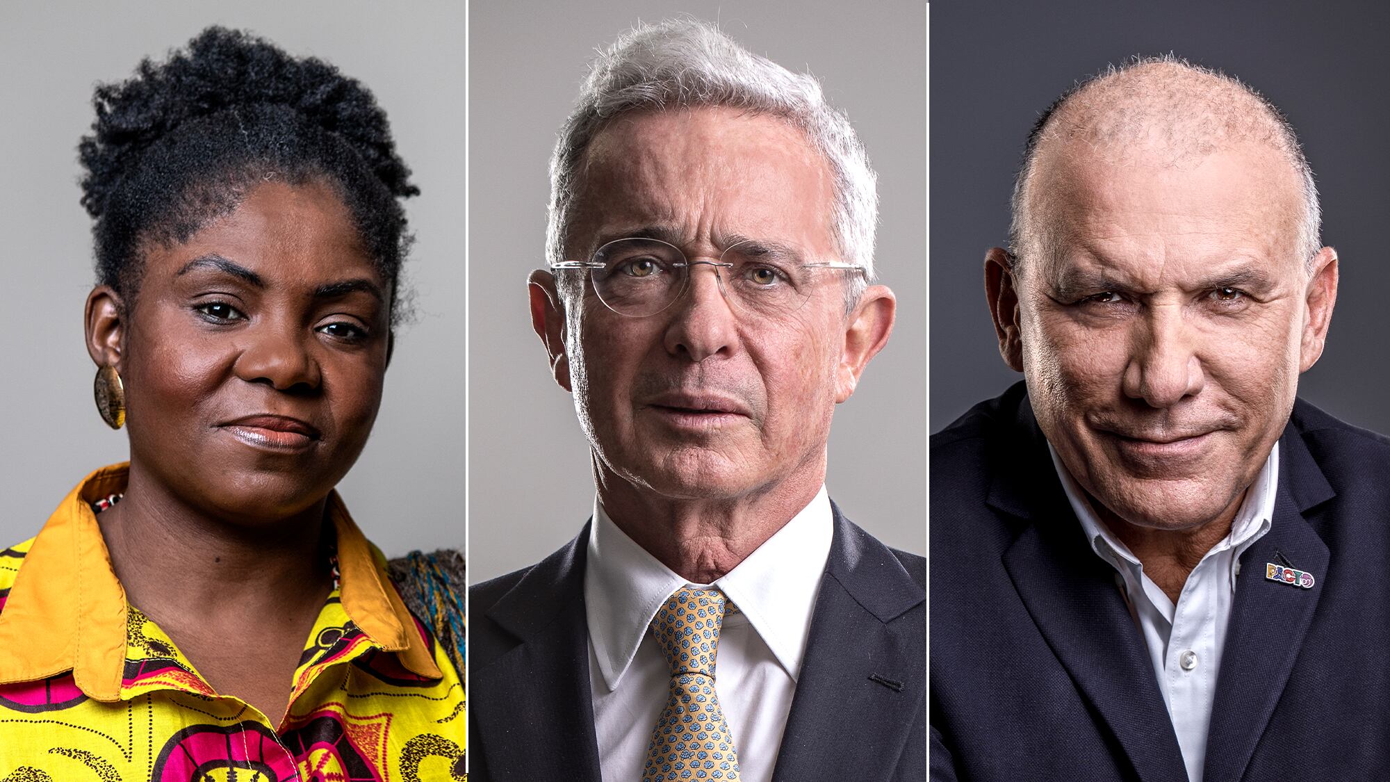 Francia Elena Márquez Mina; el expresidente de la República, Álvaro Uribe Vélez; y el expresidente del Congreso, Roy Leonardo Barreras Montealegre.