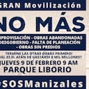 La convocatoria de la movilización en Manizales busca evitar que se incien más obras en la ciudad