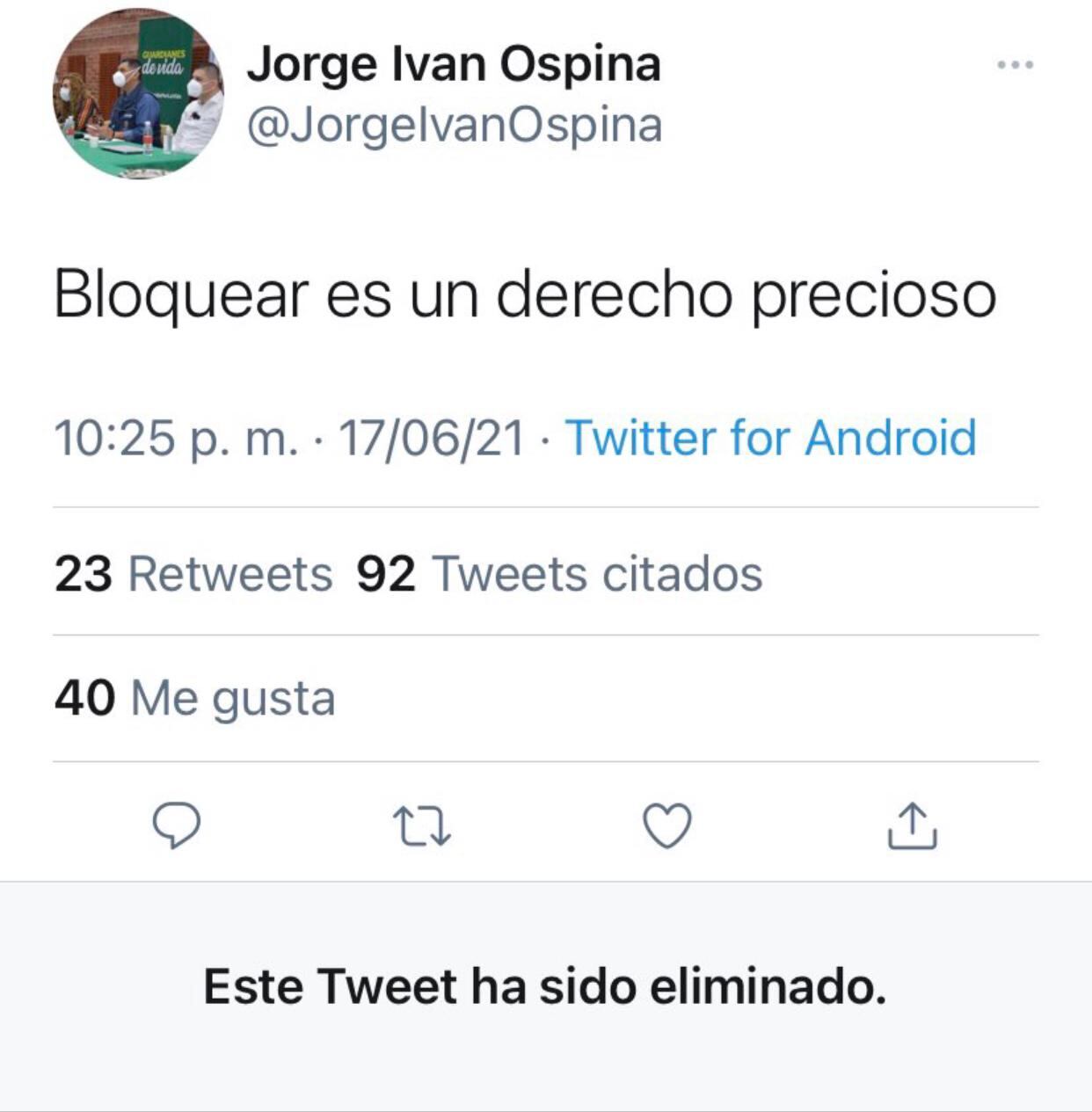 Trino borrado del alcalde de Cali