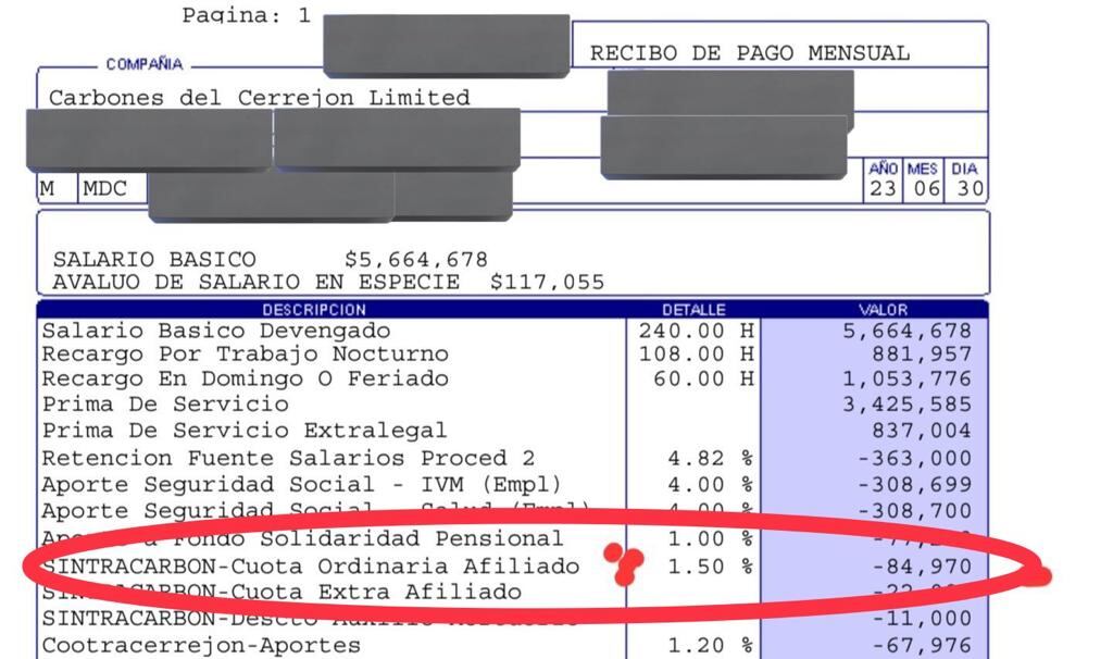 Este el volante de nómina del trabajador que hizo la denuncia