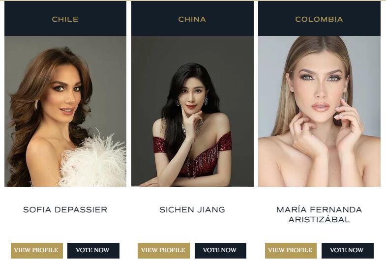 Así encuentra a María Fernanda Aristizábal para otorgarle su voto. Foto: missuniverse.com