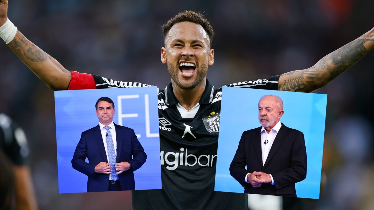 Neymar, Flávio Bolsonaro y Lula Da Silva.
