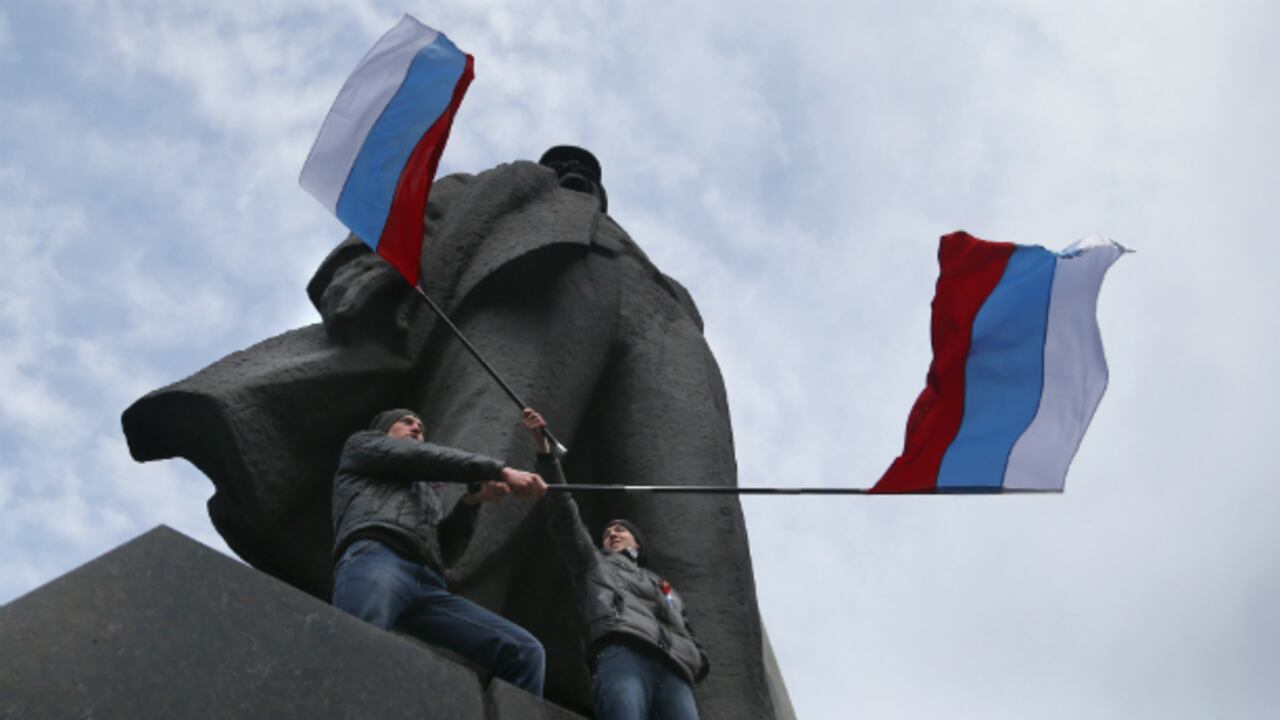 Manifestantes pro-rusos en el este de Ucrania.