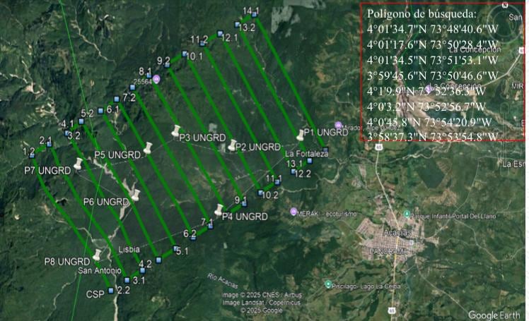 Estos son los patrones de búsqueda definidos por la FAC para tratar de ubicar al parapentista Luis Adriano Sanabria.