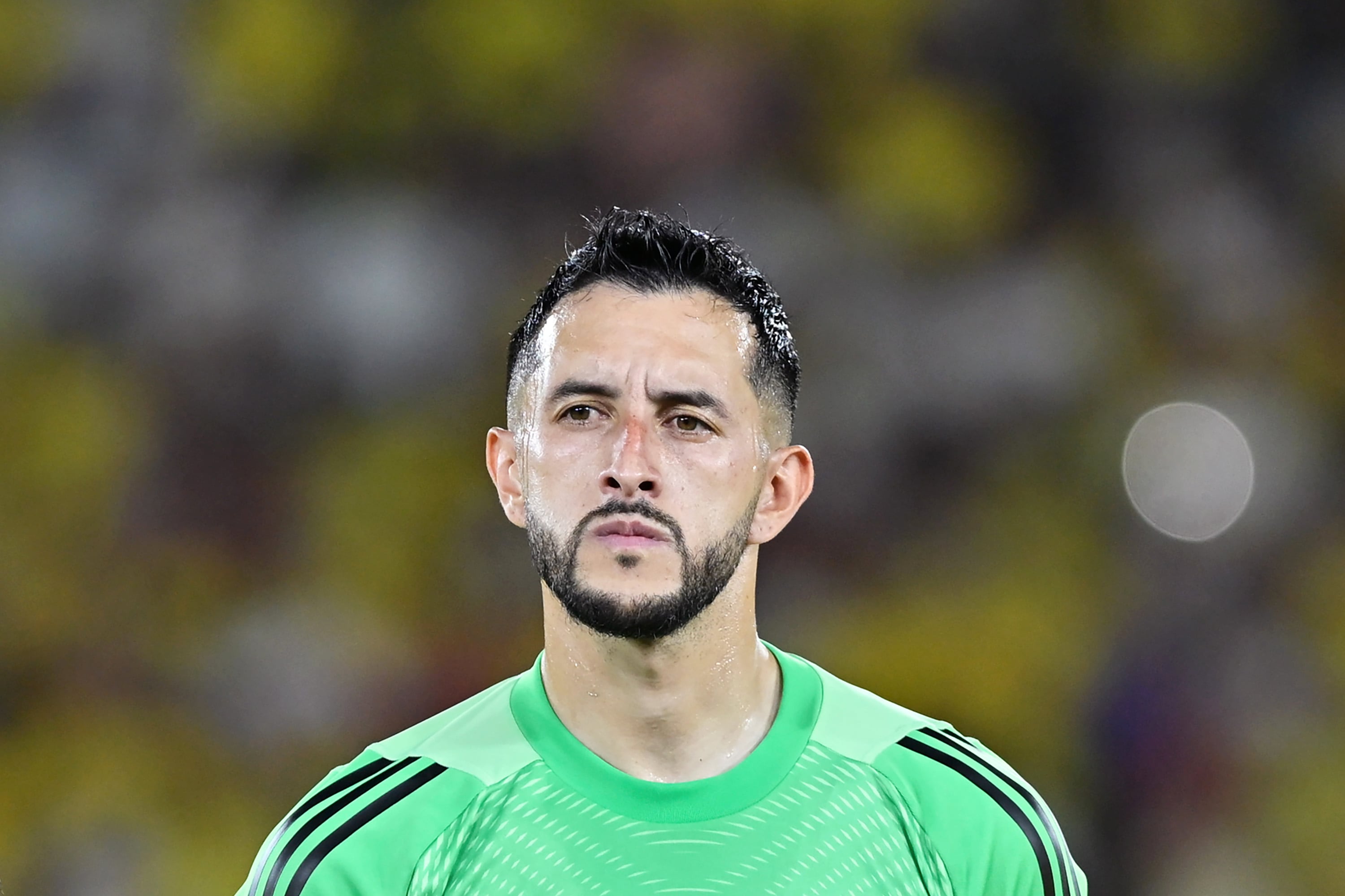 BARRANQUILLA, COLOMBIA - MARCH 25: Camilo Vargas of Colombia lines up prior to the South of American FIFA World Cup 2026 Qualifier between Colombia and Paraguay at Roberto Melendez Metropolitan Stadium on March 25, 2025 in Barranquilla, Colombia. (Photo by Gabriel Aponte/Getty Images)