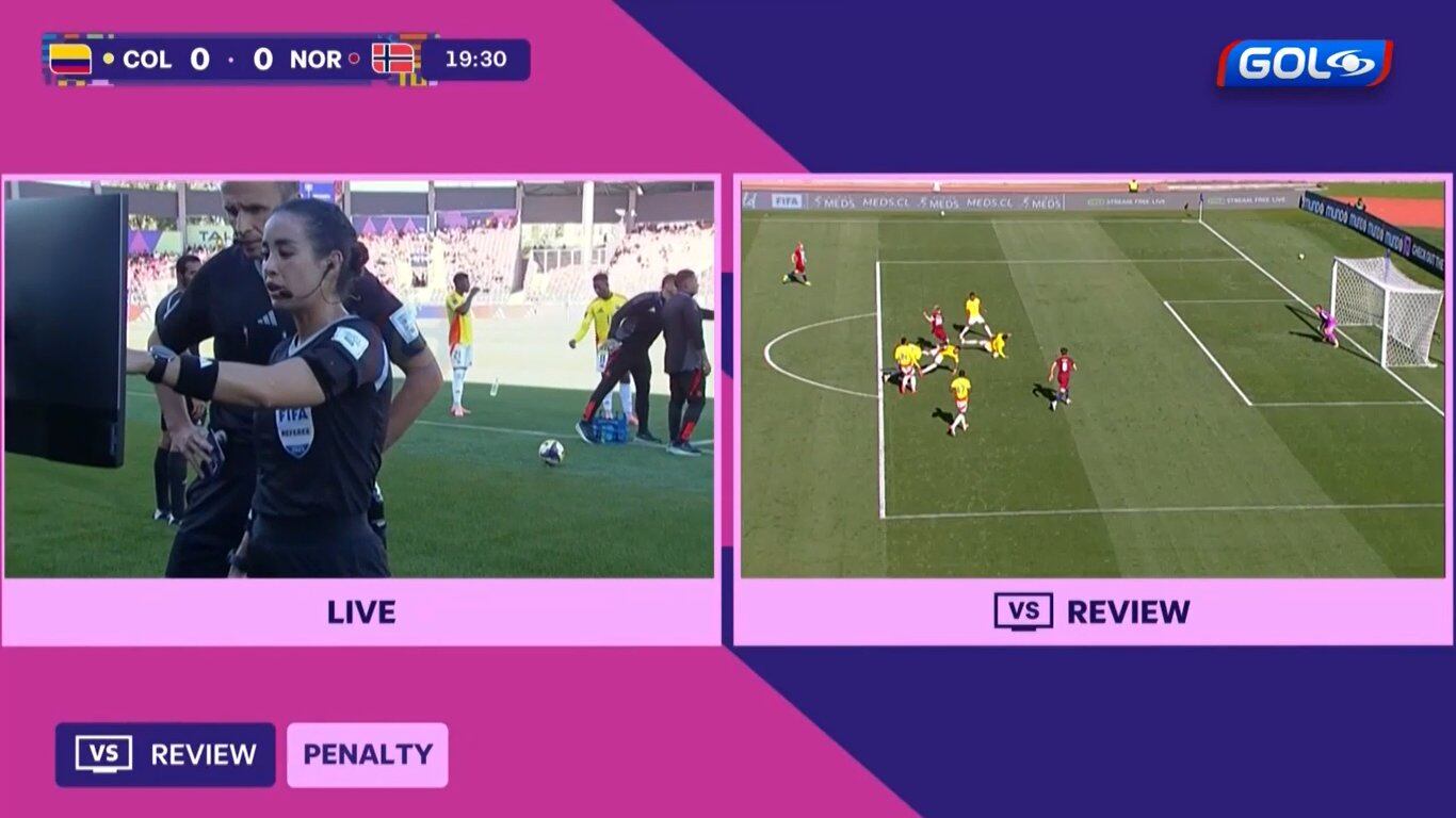 Penal en contra de la Selección Colombia Sub-20 fue echado hacia atrás luego del pedido a través de la tarjeta verde