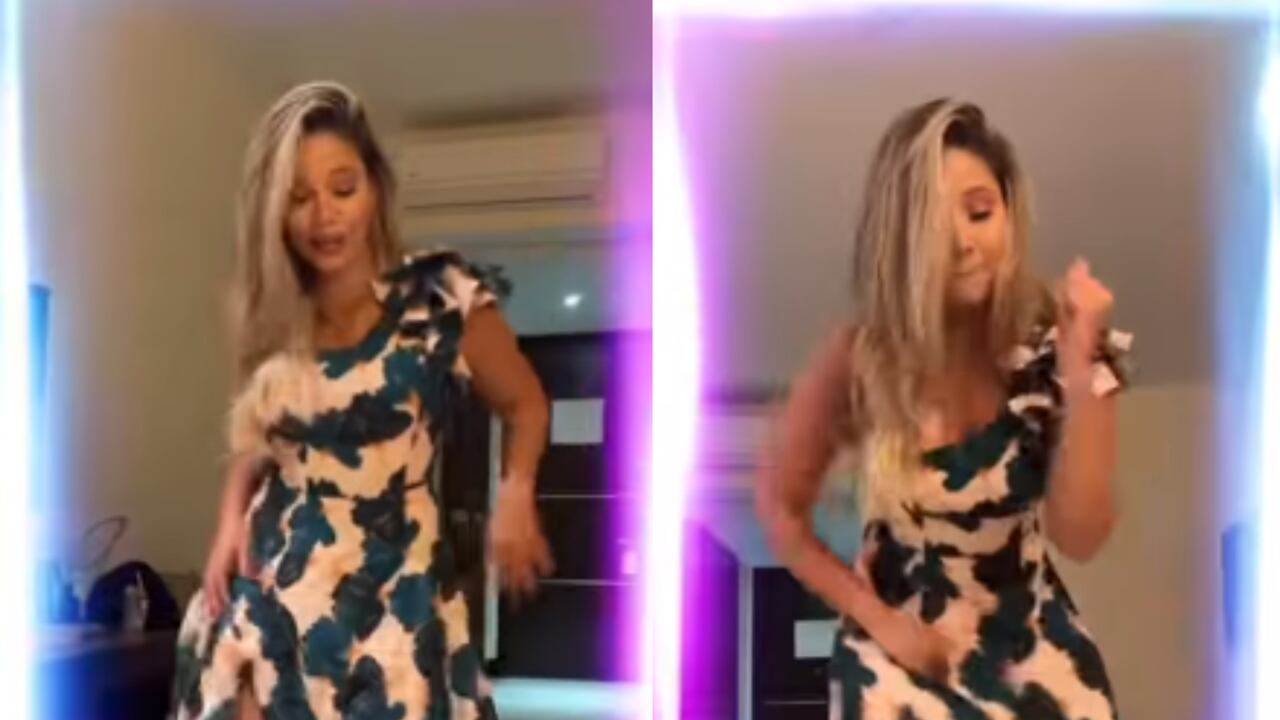 Melissa Martínez se puso a bailar en su habitación y remató con un particular paso en la cama.
