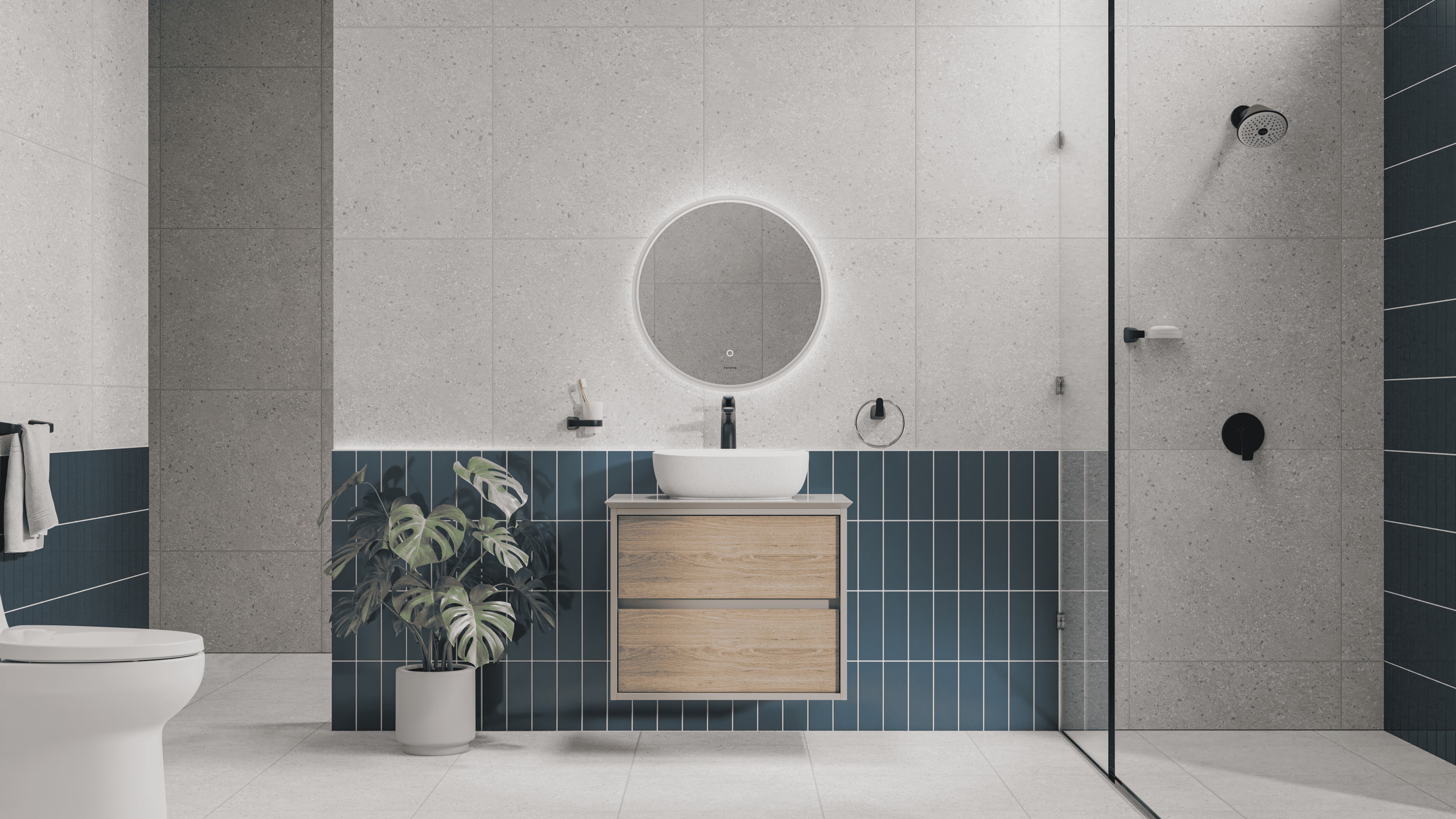 Baño fabricado por Corona, empresa que recibió de MinCiencias la renovación como Empresa Altamente Innovadora.