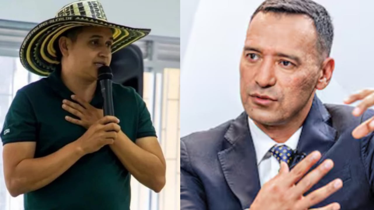 En la imagen, el alcalde de Valdivia, Antioquia, Carlos Molina, y el ministro de Defensa, Pedro Sánchez.